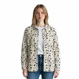 Christopher & Banks Fall Leaf Unlined Cotton Corduroy Jacket Plus Size 2X